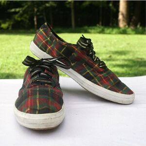 Vintage 90s Keds Red Green Christmas Plaid Sneakers